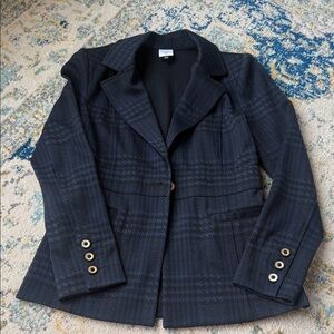 CAbi Dark Checkered Blazer with Button Accents